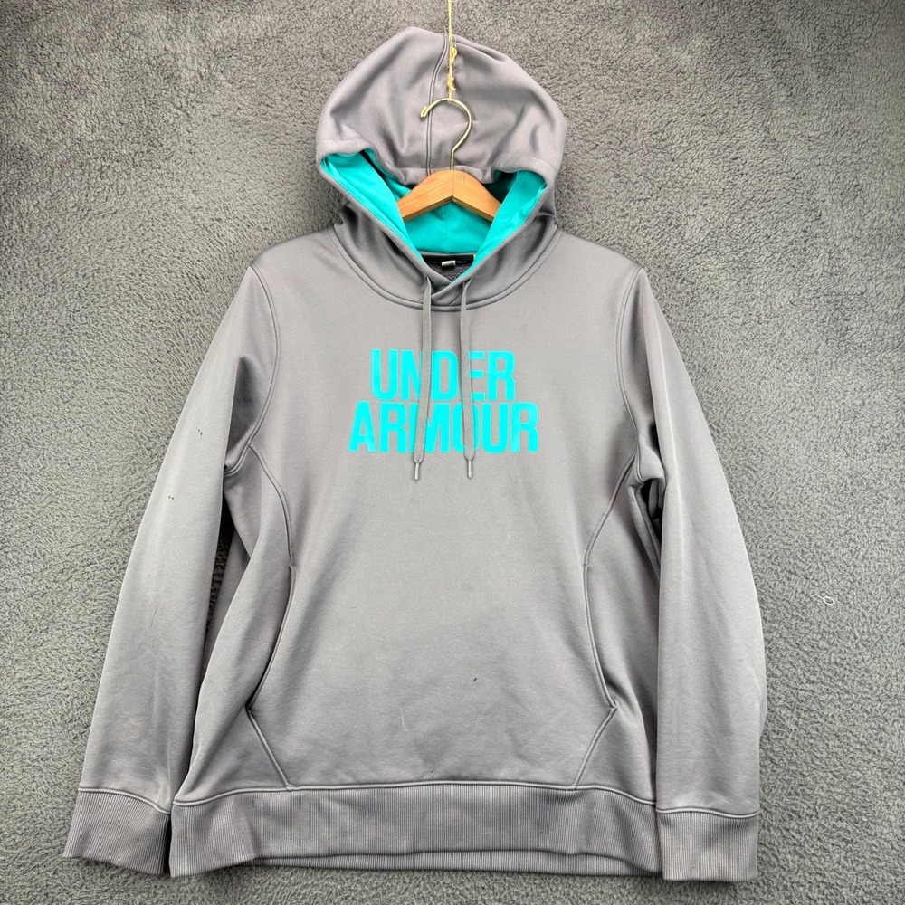 Under Armour‎ Womens XL Storm Hoodie Gray Teal Loose Fit Pullover Sweatshirt